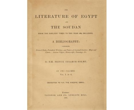 Afrika - Sudan - Ägypten - - H. H. Prince Ibrahim-Hilmy. The Literature of Egypt and the Soudan from the Earliest Times to th