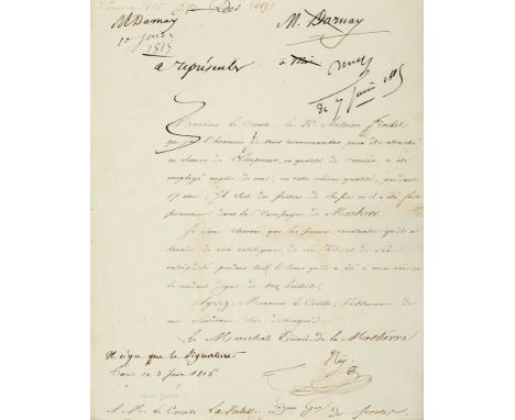 Napoleonica - - Michel Ney. Brief mit eigenhändiger Unterschrift des 1. Prinzen von Moskowa und Maréchal d'Empire an den Comt