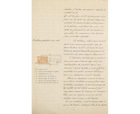Charles Gallaud. Machine à voter. Manuskript zum ersten elektrischen Wahlautomaten Frankreichs. Paris, um 1861-1864. 4°. 10 B