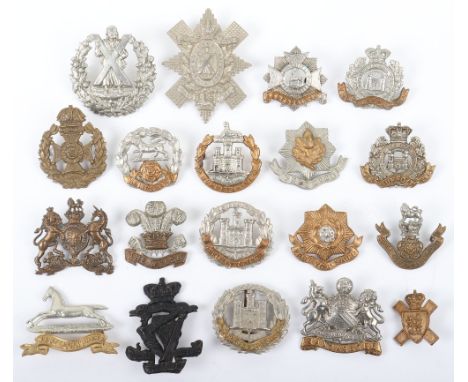 19x Victorian and Early Pattern British Infantry Regiments Cap Badges, all being other ranks examples including Loyal North L