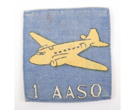 1st Army Air Support Organisation Formation Sign, interesting printed example with yellow aircraft above “1 AASO” on blue squ