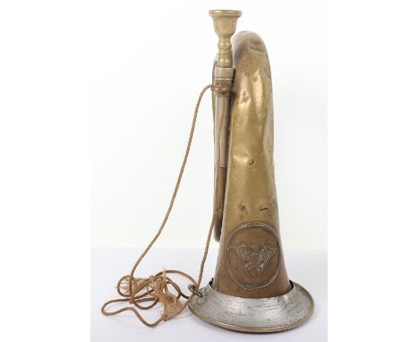 WW1 German Prussian Bugle, brass body with silvered lower section. Prussian eagle to the central cartouche. Complete with the