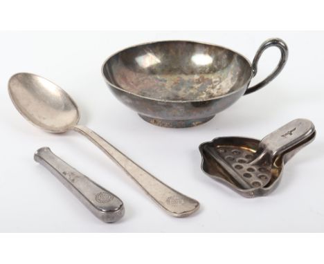 Third Reich Silverware, interesting small lemon squeezer with stamped eagle in the design of the Deutsche Reichsbahn but with