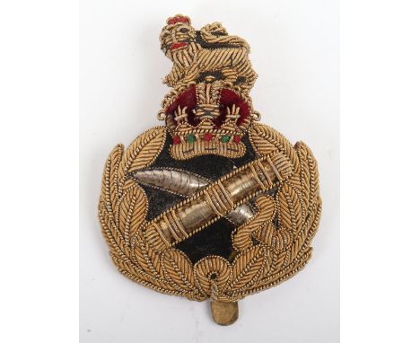 George VI British Army Generals Peaked Cap Insignia, fine bullion embroidered headdress badge which has had a metal plate and