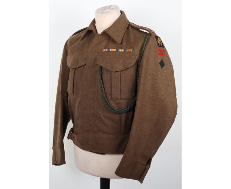 WW2 43rd (Wessex) Division Officers Battle Dress Blouse, good non-austerity pattern battle dress with unlined tailored collar