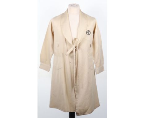 WW2 Female Aeronautical Inspection Department (A.I.D) Coat, fine long white cotton coat with embroidered AID insignia to the 