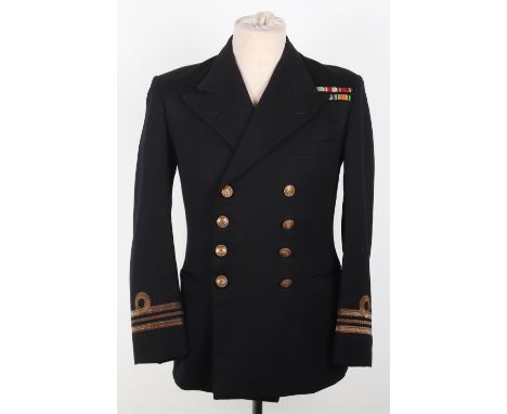 Royal Navy Transport Officers Tunic and Peaked Cap, fine standard pattern British Royal navy officers double breasted tunic w