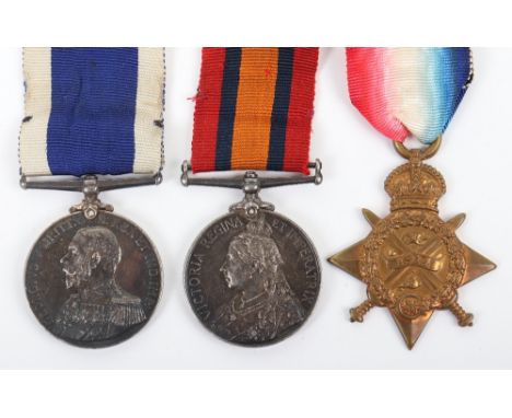 Royal Marines Light Infantry / Royal Marine Brigade Great War Casualty Medal Group of Three, consisting of Queens South Afric
