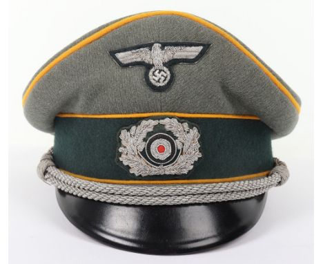WW2 German Army Cavalry Section Officers Peaked Cap, superb example of a classic Cavalry section officers peaked cap with the