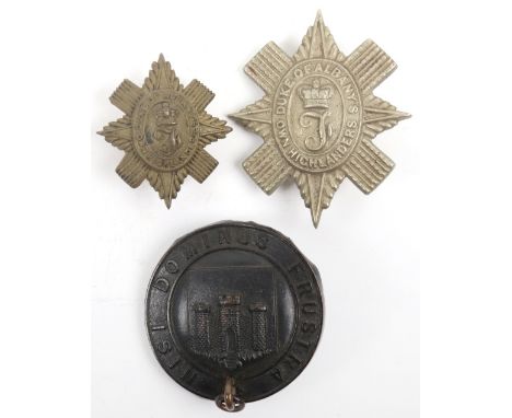 Scottish Duke of Albany’s Own Highlanders Pouch Badge, cast white metal example with three of the original four screw post fi