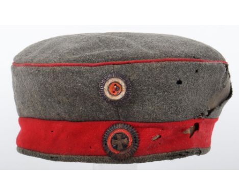 Imperial German M1907 Wurttemberg Reserve Feldmutze / Kratzchen, untouched example of a field grey cloth cap with red central
