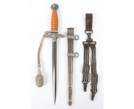 Personalised 2nd Pattern Luftwaffe Officers Dress Dagger with Deluxe Pattern Hanging Straps by WKC, good standard example of 