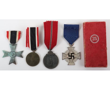 Grouping of Third Reich Medals, consisting of a 25 year faithful service decoration in its original Wachtler &amp; Lange mark