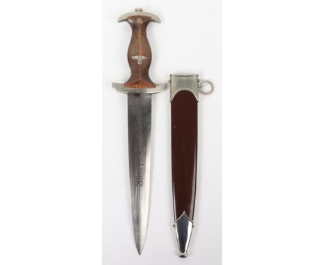 Third Reich SA Dress Dagger by Carl Eickhorn, good example with wooden grip having nickel silver eagle and enamel SA emblem i