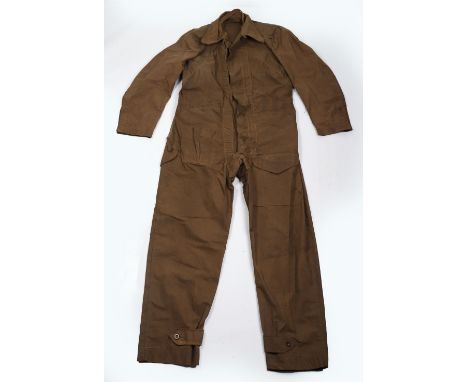 Rare 1st Pattern 1942 Dated Tank Suit, good worn set of the 1st pattern heavy canvas tank suit overalls with buttoned up fron