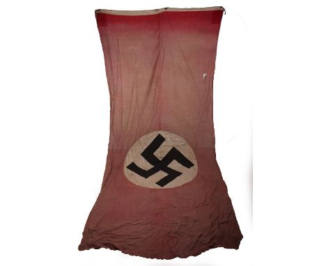 Large Third Reich NSDAP Banner with History, very large building flag with swastika pannel to both sides. Enforced edge with 