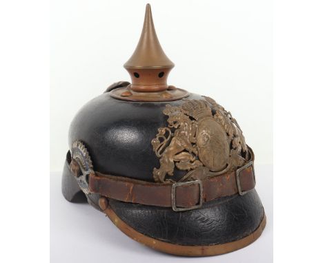 Imperial German Bavarian Other Ranks Pickelhaube, Good example of a WW1 Bavarian other ranks pickelhaube with leather body an