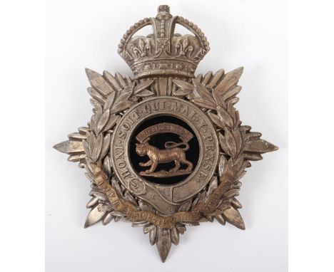 1st Volunteer Battalion Leicestershire Regiment Officers Home Service Helmet Plate, untouched white metal eight pointed star 