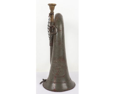 WW1 Prussian Bugle, an interesting example of the standard form bugle but produced in steel and with a field grey paint finis