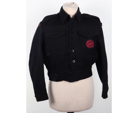 WW2 British Civil Defence ARP Light Rescue Battle Dress Blouse, coarse navy blue wool battle dress blouse as issued to the Ci