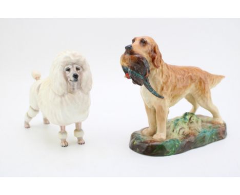 A Royal Doulton figure of a French Poodle, HN2631, with an Alton Bone China figure of a gundog with pheasant (2 - both repair