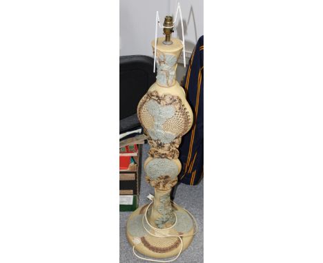 Bernard Rooke large freestanding lamp base, similar to totem pole design, 95cm tall, collection only.  Untested, good conditi