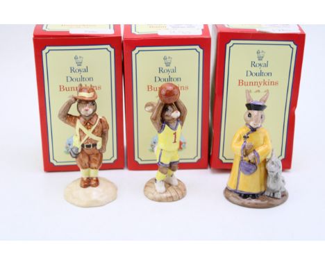 Boxed Royal Doulton limited edition Bunnykins to include Mandarin, Digger and Basketball (3).  In good condition with no obvi