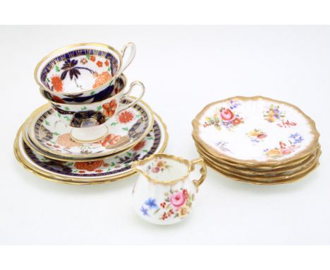 Two Shelley trios, A8524 pattern, to include two cups (both with hairlines), two saucers and two side plates, with a collecti