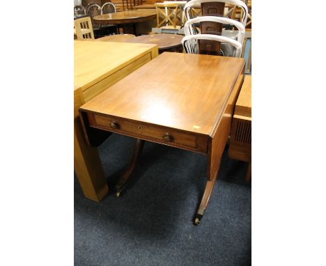 A 19TH CENTURY SOFA TABLE WITH UNUSUAL BASE W 115 CM