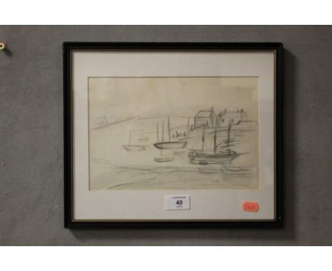 CIRCLE OF L.S.LOWRY - RHYL HARBOUR PENCIL SKETCH INITIALLED LOWER RIGHT AND DATED 1925