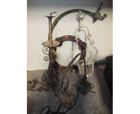 VINTAGE LIGHT FITTINGS, CHANDELIERS LAMPS ETC