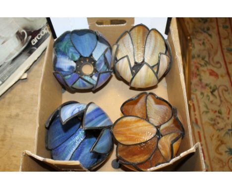 FOUR GLASS FLORAL STYLE LIGHT SHADES S/D
