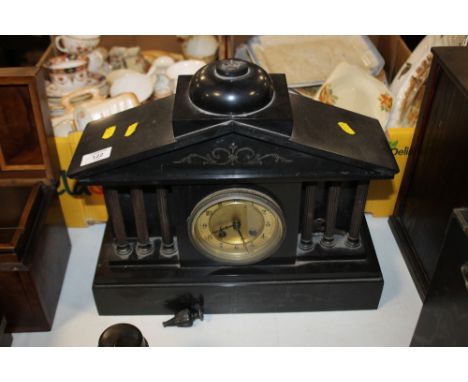 A VICTORIAN SLATE MANTLE CLOCK 
