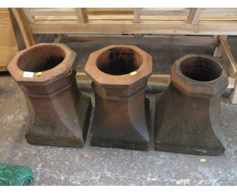 THREE CERAMIC CHIMNEY POTS VARIOUS SIZES 