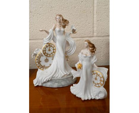 A Royal Worcester china figure 'Millennia' ltd ed 241/1000, 26 cm to/w a similar smaller figure 'Eternity' (2)