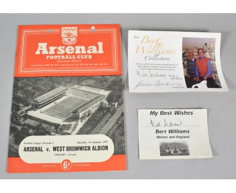 A 1955 Football Programme, Arsenal Vs West Bromwich Albion Together with Autographs by Bert Williams and Gordon Banks 