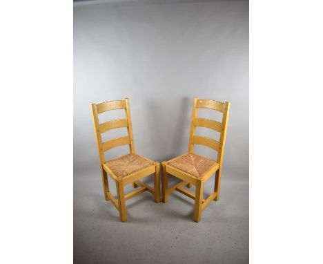 A Pair of Modern Rush Seated Ladder Back Chairs 