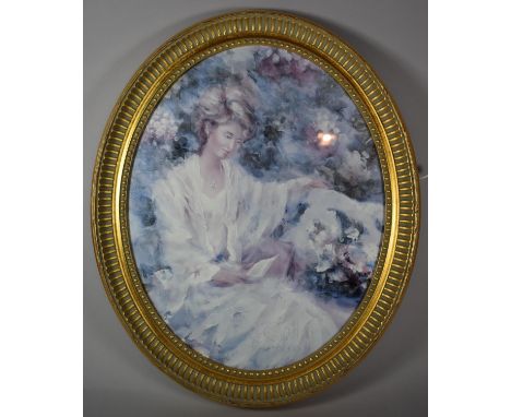 A Gilt Framed Oval Portrait of a Maiden, 49.5cms High 
