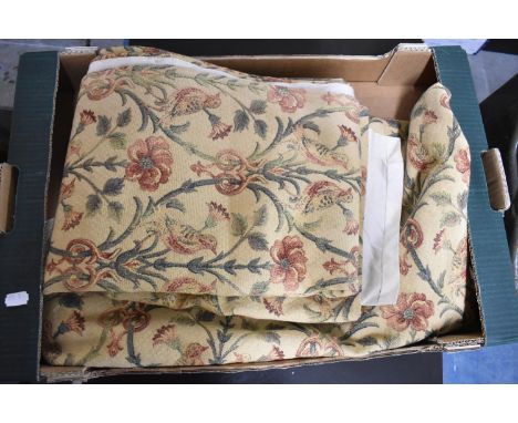 A Pair of Tapestry Curtains, 125cm Drop 