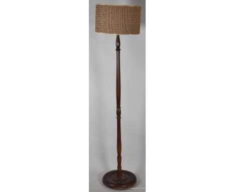 A Mid 20th Century Turned Mahogany Standard Lamp with Shade 