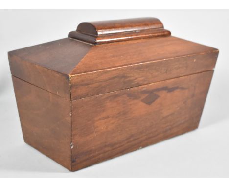 A 19th Century Style Shaped Two Division Tea Caddy with Hinged Lid and Complete with Galleon Tea Caddy Spoon, 25cm High Wide 