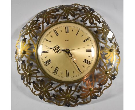 A Mid 20th Century Circular Pierced Metal Framed Metamec Wall Clock, 31cm diameter 