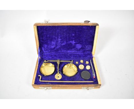 A Cased Set of Jewellers Pan Scales, 18cm wide 