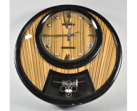 A 1970's Circular President Transistor Wall Clock, Untested, 38cm wide 