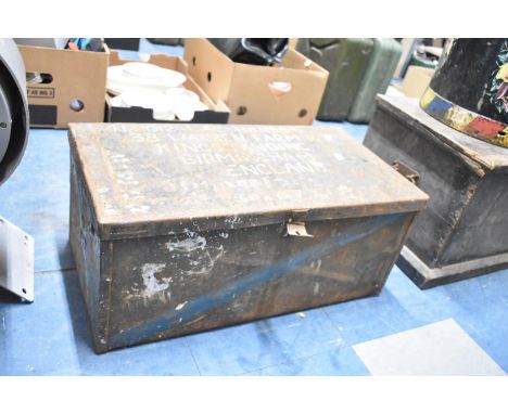 A Metal Tool Box Containing Vintage Workshop and Garden Tools, 62cm Wide 