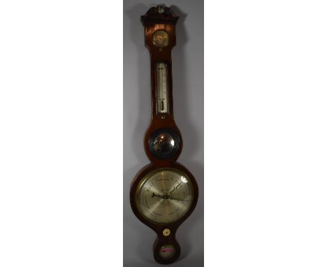 A 19th Century Mahogany Wheel Barometer with Thermometer 