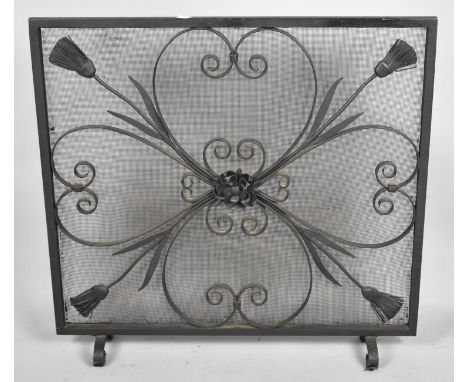 A Mid 20th Century Wrought Iron Firescreen, 69cm wide 