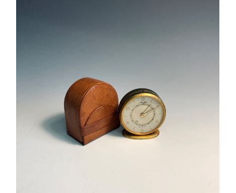 Jaeger small 8 day alarm clock with leather pouch