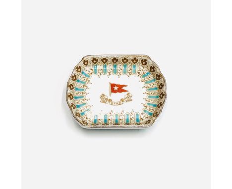 A White Star Line First Class butter dish, printed and enamelled with the 'Wisteria' pattern, twin registration numbers and d