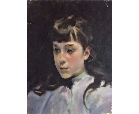 English School, 20th Century Portrait of a Girl, Head and Shoulders Oil on canvas (unframed) 40.5 x 30.5cmCondition report: S